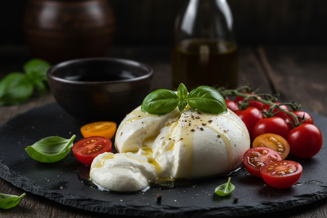 BURRATA WITH OLIVE OIL & CHERRY TOMATOES